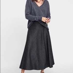 Zara Gray Tweed A line Midi unlined Skirt Sz M